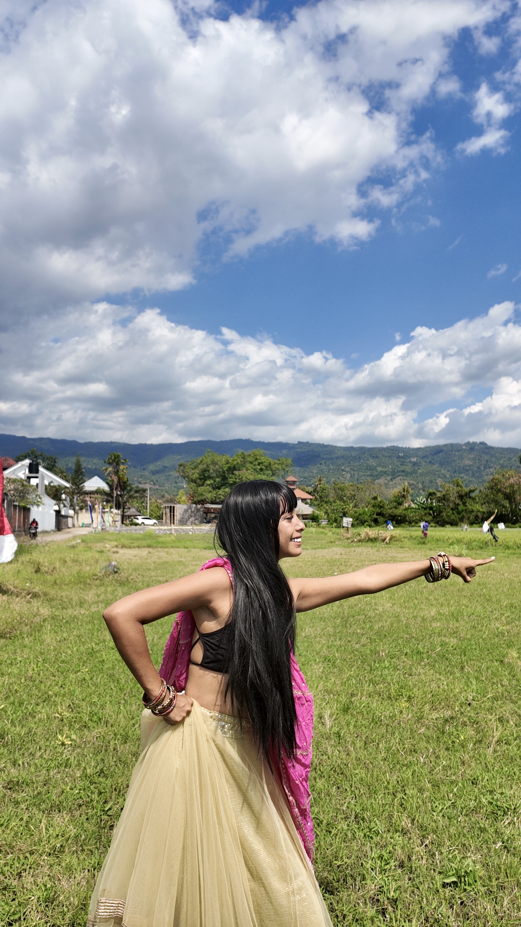 Karla dancing in a saree