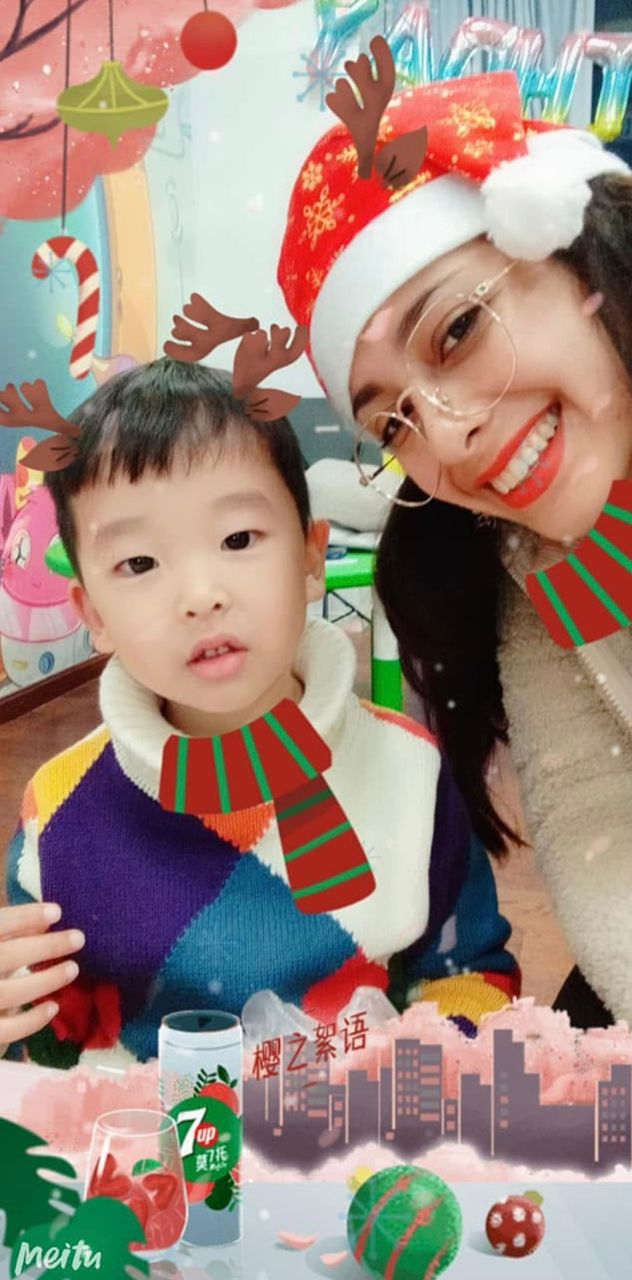Karla with a student at Christmas